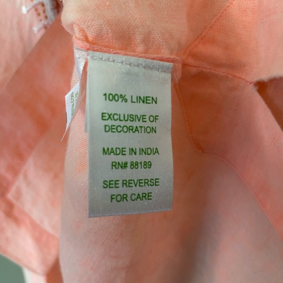 LILLY PULITZER Amelia Island Embroidered 100% Linen Coral Tunic Top Size XS - Picture 8 of 11